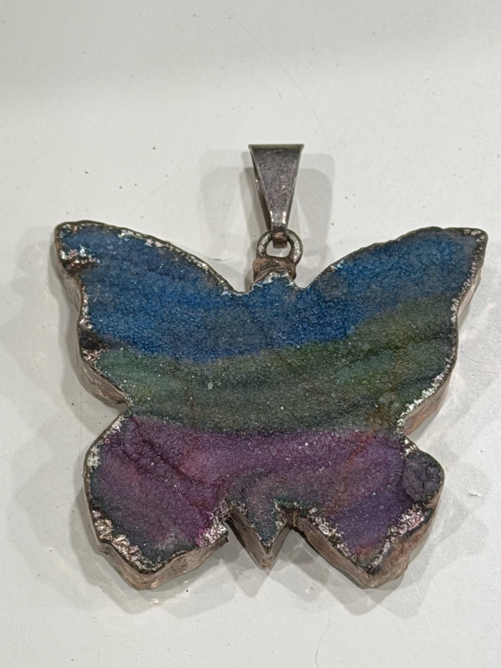 Rainbow agate butterfly necklace pendant